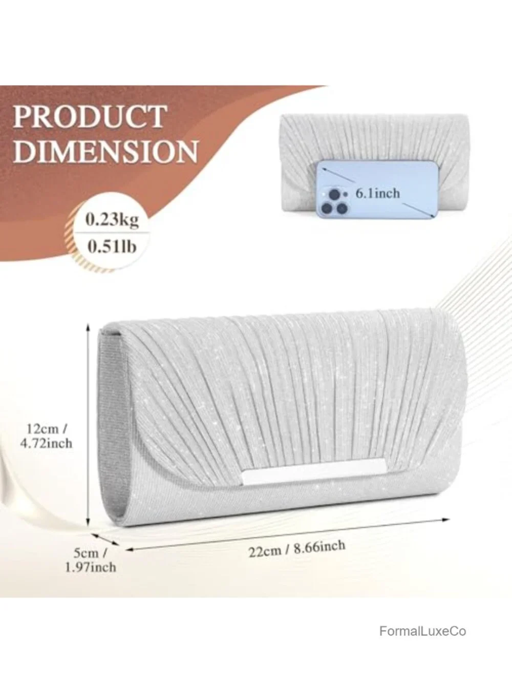 Satin Sequin Clutch Evening Bag with Detachable Strap